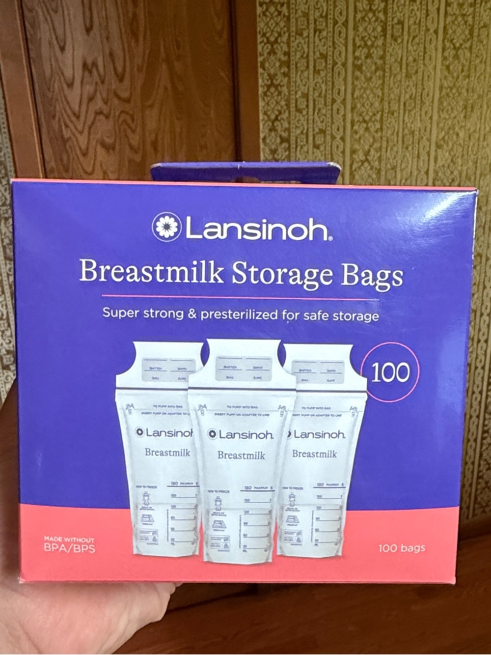 Lansinoh Breastmilk Storage Bags Box - Purple & Coral Accents